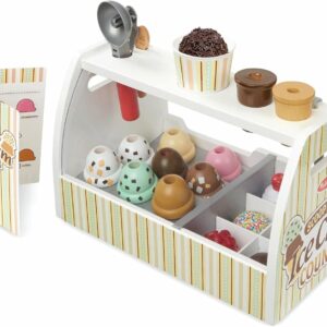 Melissa & Doug Wooden Scoop and Serve Ice Cream Counter (28 pcs) – Play Food and Accessories – Pretend Food Toys, Ice Cream Shop Toys For Kids Ages 3+