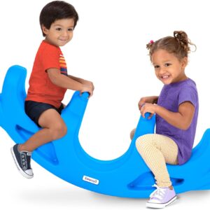 Simplay3 Rock and Roll Teeter Totter Seesaw – Rocking Fun for Two Toddlers or Kids Ages 18 Months to 5 Yrs- Sapphire, Made in USA