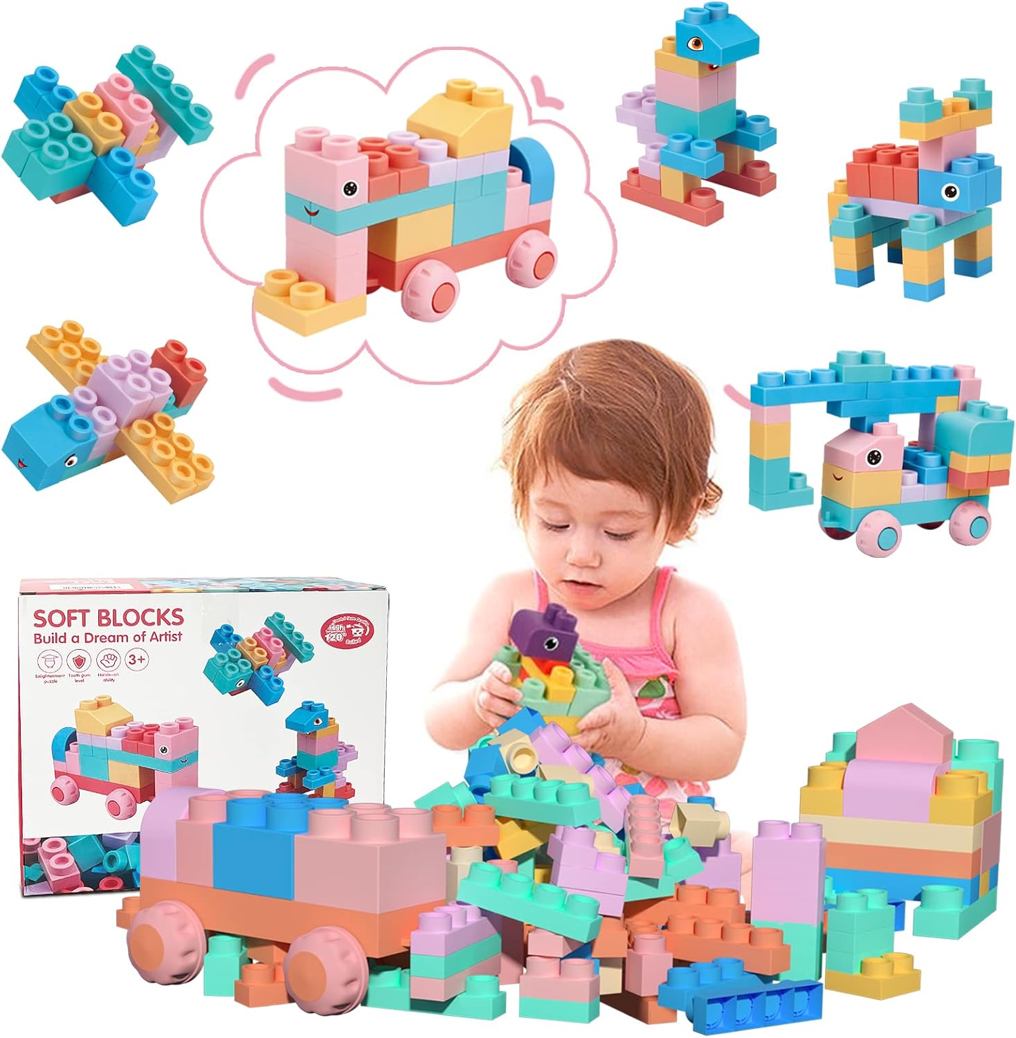 Top STEM Soft Building Block Sets for Kids Aged 18 months to 6 years old.Mega Building Blocks for preschool.Large Construction Block Toys for Toddler to Improve Imagination、Creativity、Hands-on Ability - Image 7
