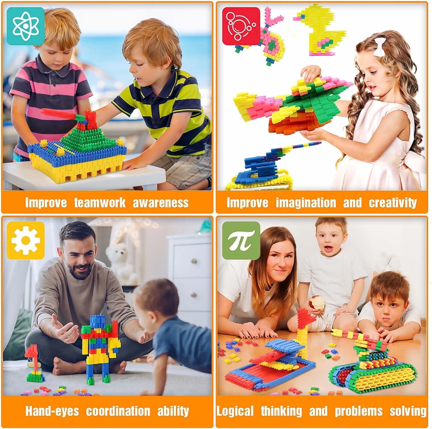 FUBAODA Kids 600pcs Set Building Blocks Construction Toy - Learning Playset STEM Educational Kit Child Branin Development Preschool Kindergarten Toy - Image 7