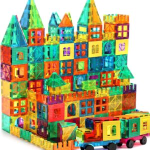 Magnetic Tiles, 100PCS Building Blocks, Magnets Building Set, STEM Construction Stacking Toy Gift for Kids 3+ Boys and Girls Daycare Centers Kindergarden