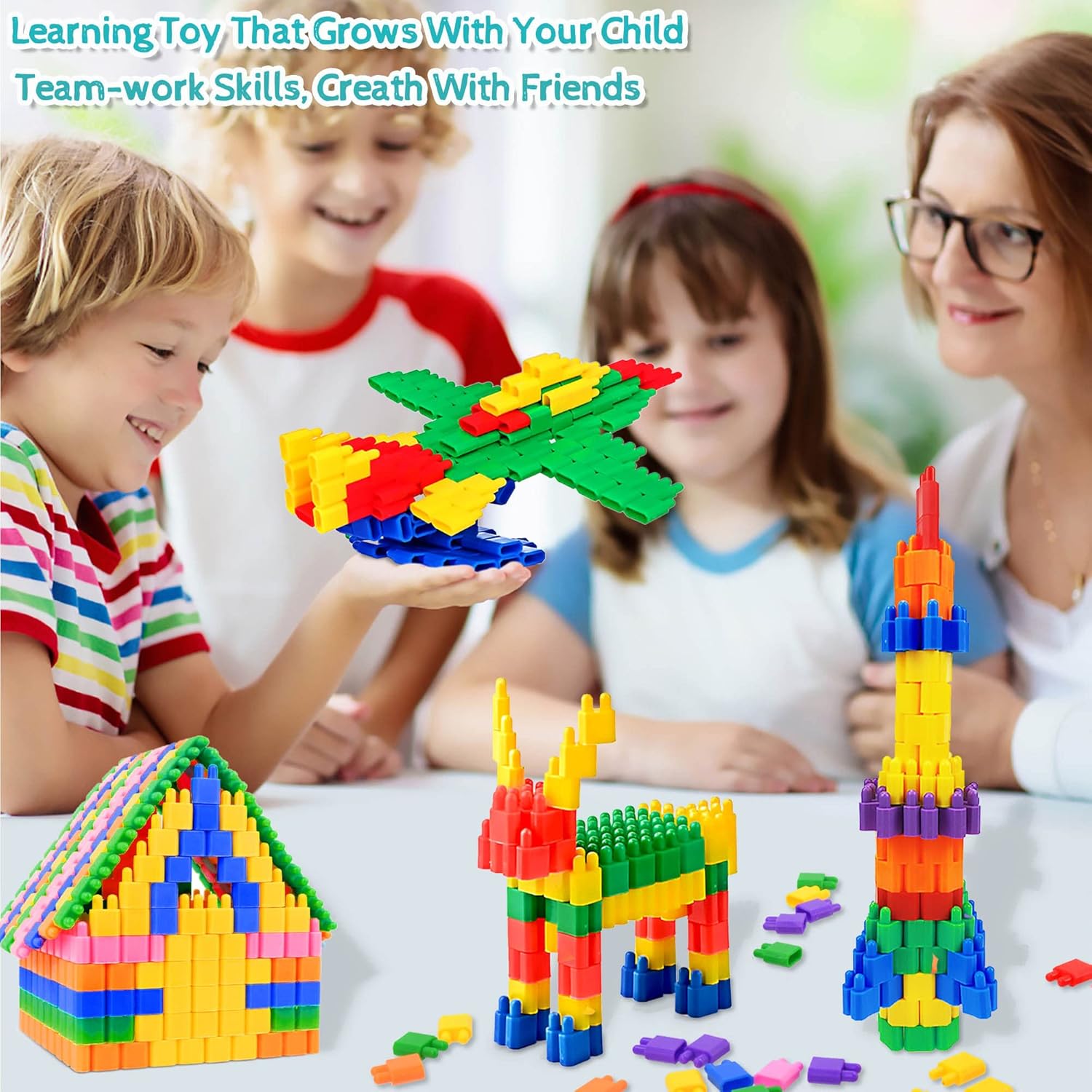 FUBAODA Kids 600pcs Set Building Blocks Construction Toy - Learning Playset STEM Educational Kit Child Branin Development Preschool Kindergarten Toy - Image 5