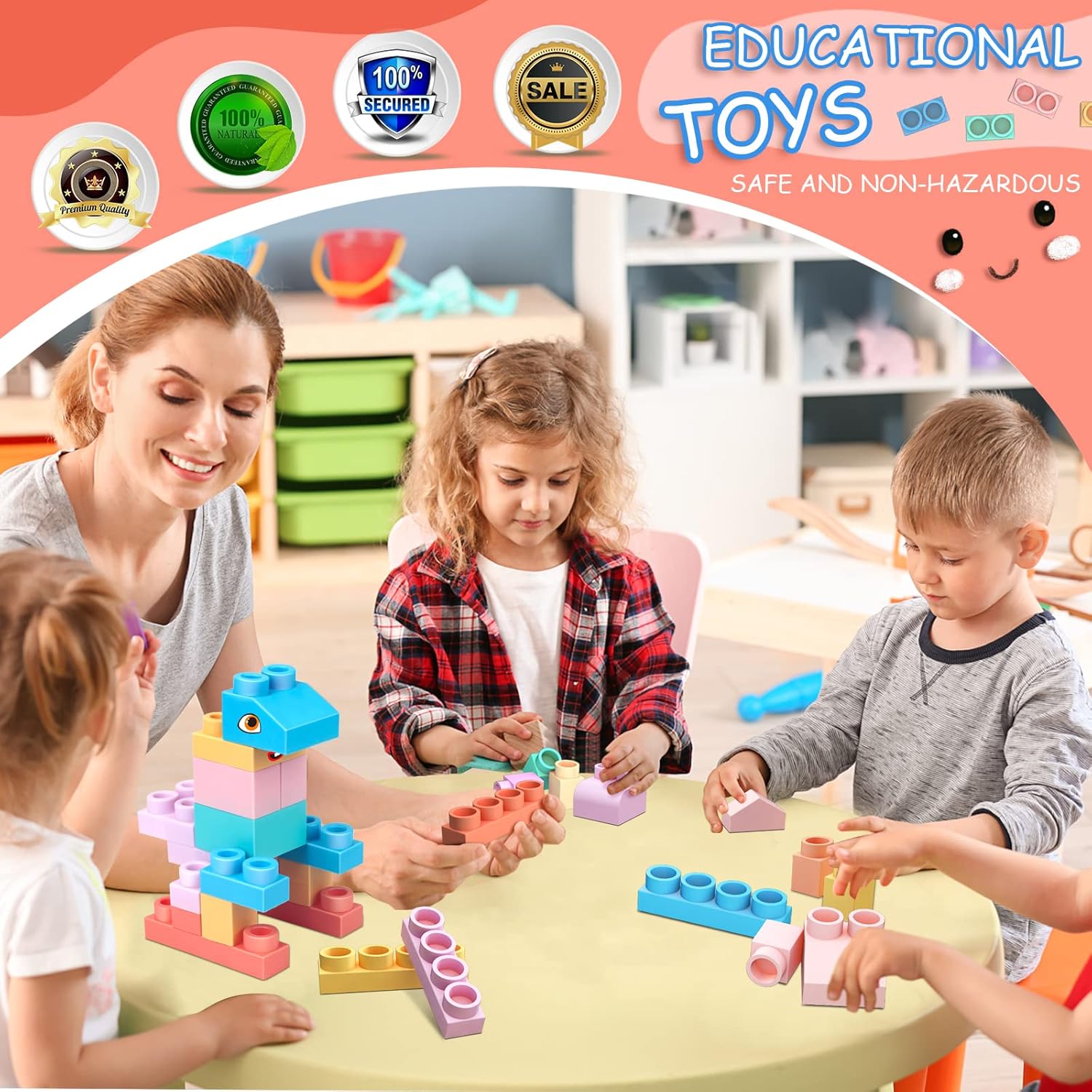Top STEM Soft Building Block Sets for Kids Aged 18 months to 6 years old.Mega Building Blocks for preschool.Large Construction Block Toys for Toddler to Improve Imagination、Creativity、Hands-on Ability - Image 6