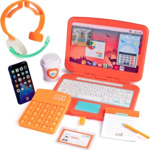 Born Toys Pretend Play Home Office Set for Ages 3-7 – Includes Toy Laptop, Phone, Calculator, Pop It & Headset