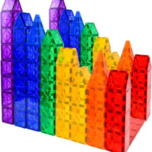 Magnetic Tiles, 52 PCS Magnet Building Set, Magnetic Building Blocks,Construction STEM Toys for Kids, Gift for Boys Girls