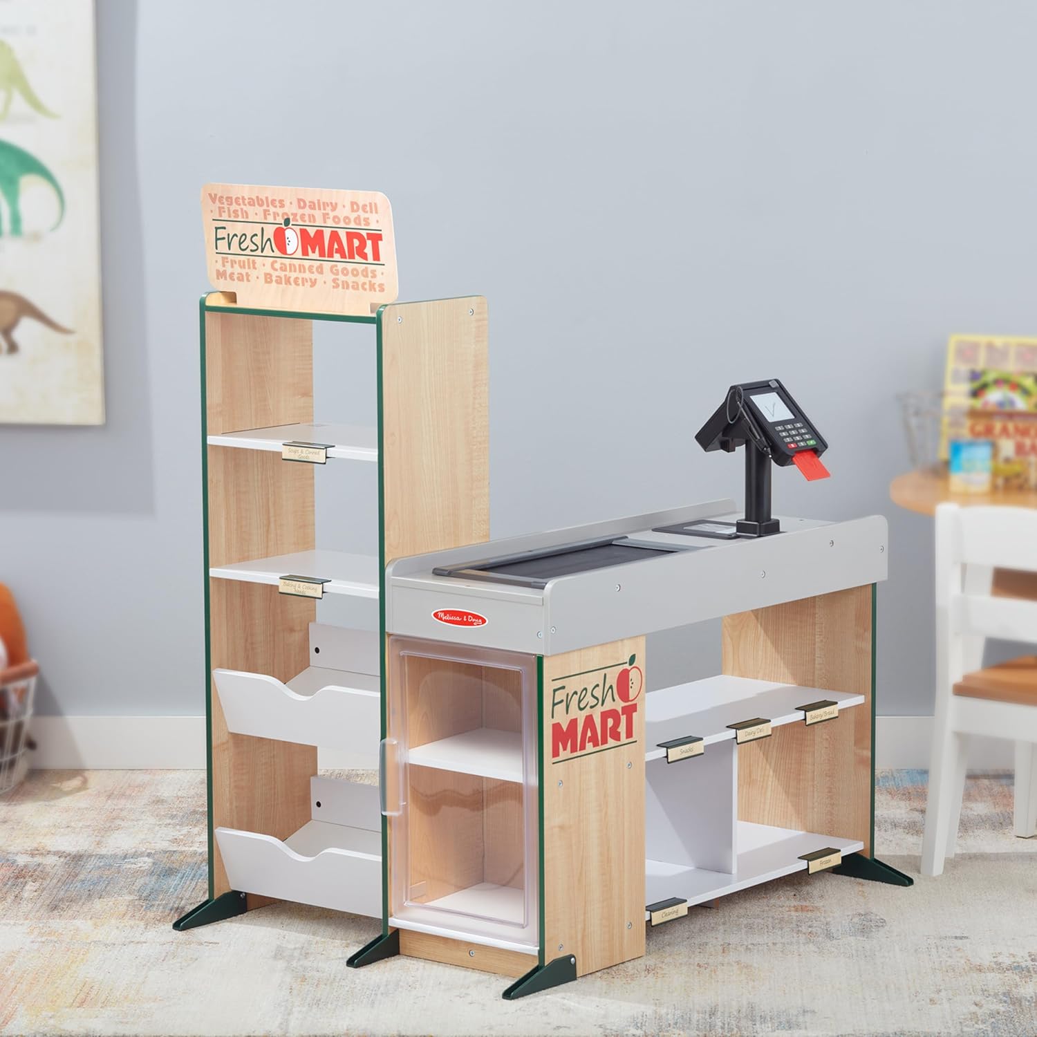 Melissa & Doug Freestanding Wooden Fresh Mart Grocery Store - FSC Certified - Image 9